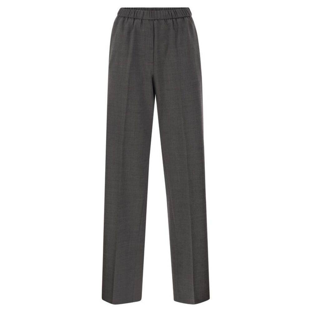 Peserico Women Stretch Wool Trousers With Elasticated Waistband